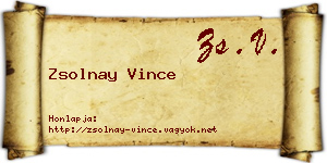Zsolnay Vince névjegykártya